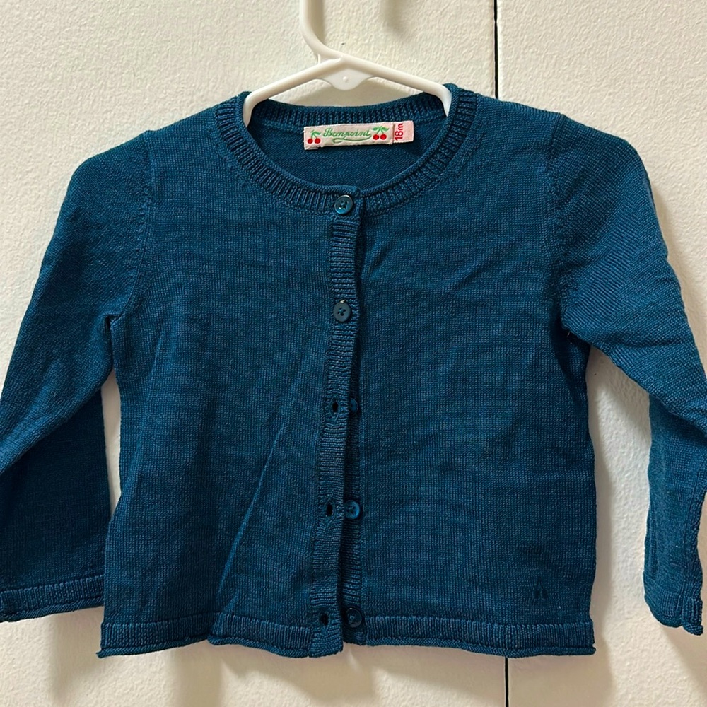 Blue green Bonpoint cardigan size 18M